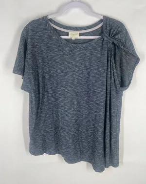 Anthropologie Heathered Blue Knot-Shoulder Short‎ Sleeve Tee thumbnail 1