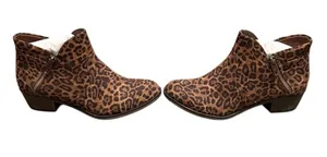 Sun +‎ Stone Leopard Print Ankle Booties Brown Side Zip Size 6 NIB thumbnail 1
