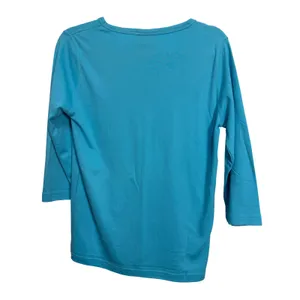 Isaacs Designs Casuals Blue Wine Glasses Rhinestone 3/4 Sleeve Top Small 7006‎ thumbnail 6