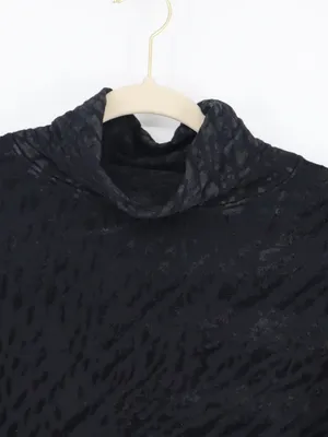 Majestic Filatures Woman's Black Burnout Velvet Cowl Neck Long Sleeve Top XL thumbnail 4