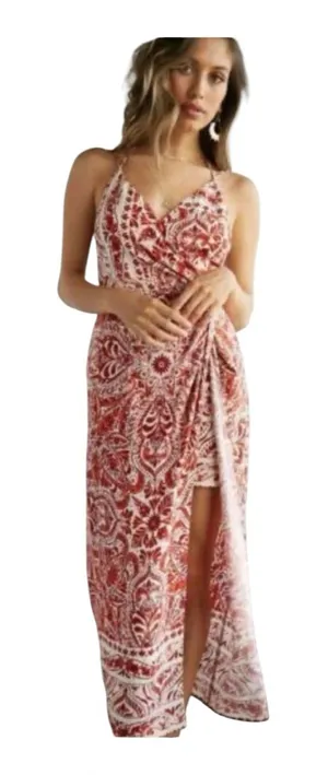 Forever 21 Contemporary Paisley Maxi Dress Blush Rust Women’s Size Large NWT thumbnail 1