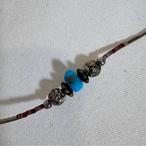 Vintage Silver Tone Southwestern Style Beaded Necklace Turquoise Beads thumbnail 5