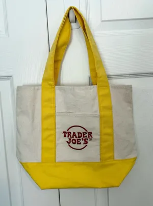Trader Joe's Yellow and Cream Mini Tote Bag thumbnail 1
