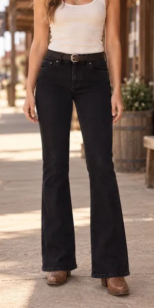 Wrangler Boot Cut Low Rise Denim Jeans Womens 5x32 Black thumbnail 1
