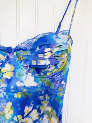ASTR the Label Florianne Blue Floral Maxi Slip Dress Small Bustier Wedding Guest thumbnail 6