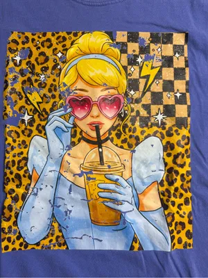 Comfort Colors Flo Blue Short Sleeve Tee with Princess Coffee Pop Art thumbnail 4