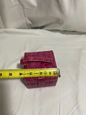 Pink Faux Croc Travel Jewelry Box Case Organizer Ring Holder Mirror Compact thumbnail 4