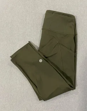 Lululemon High-Rise Olive Green Capri Leggings Size 6 Cropped Activewear Pants thumbnail 1