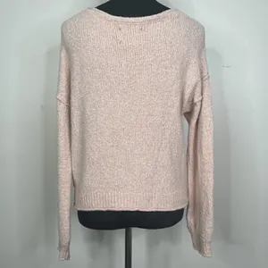 Abercrombie & Fitch Cropped V Neck‎ Slouchy Textured Long Sleeve Sweater thumbnail 8