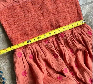 Free People Dahlia Embroidered Maxi Dress in Melon thumbnail 5