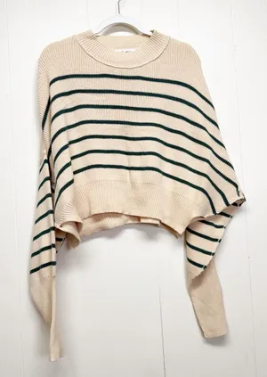 NEW CARLY JEAN LOS ANGELES CJLA Avila Cropped Sweater Green Stripe Large thumbnail 1