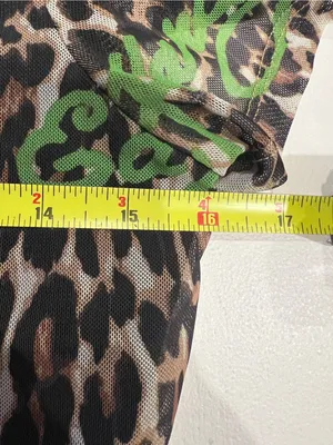 Ed Hardy mini dress with leopard print covered in green logo lettering thumbnail 7