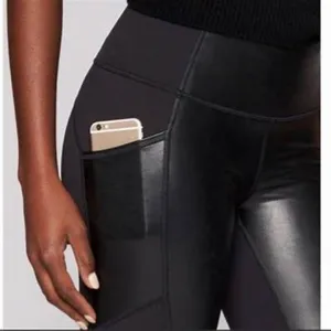 Athleta Faux Leather‎ Gleam Leggings Womens Medium Black High Rise Yoga Pants thumbnail 4