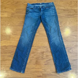 7 For All Mankind Womens Straight Leg Jeans Blue Medium Wash Sz 31 Stretch thumbnail 1