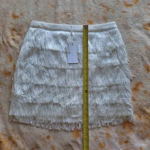 Endless Rose White Tiered Fringe Mini Skirt Large L NWT thumbnail 3