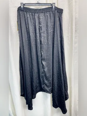 Michael Kors Women's Cheetah-Print Handkerchief-Hem Skirt Black XL thumbnail 4