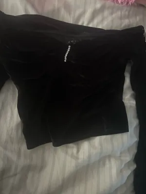 These Three Boutique Velvet off the shoulder shirt thumbnail 1