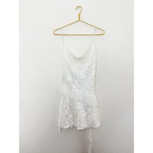 Zara White Sequin Ruffle Slip Mini Dress Size XS Bridal Cocktail 8306/732 thumbnail 4