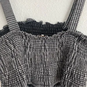 black and white plaid smocked ruched crop top size L thumbnail 6