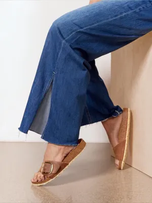 NWT EVEREVE Ever Slouchy Jeans Size 25 Dark Rinse High Rise Wide Leg Side Slit thumbnail 12