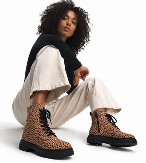 Olivia Miller Womens Normie Combat Boots Animal Print 8 Chunky Lug Sole Edgy thumbnail 1