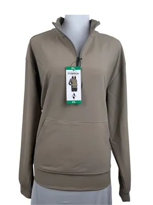 Skechers GO WALK Luxe Womens XL 1/4 Zip Pullover Ribbed Mock Neck Taupe NWT thumbnail 1