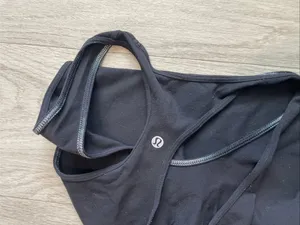 lululemon athletica Black Tank Top with White Text and Red Lip Graphic thumbnail 2