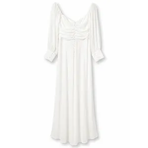 NEW Lulus Lux Bridal Adorna White Off-the-Shoulder Semi-Sheer Chiffon Maxi Dress thumbnail 8