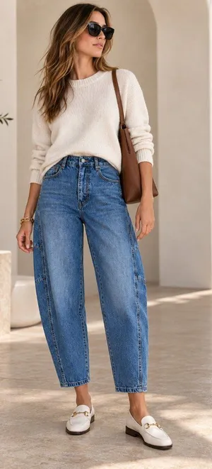 Habitual Brant High Rise Barrel Leg Jeans Women's 4/27 Blue Utility Crop thumbnail 1