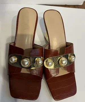 Chic Brown Mules with Pearl Detailing thumbnail 1
