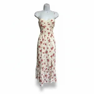 ASTR The Label Ivory Pink Red Floral Pleated Sweetheart Midi Dress Strappy M thumbnail 4