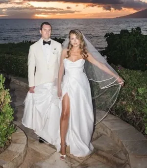 Lulus Lifetime of Love White Satin Strapless A-Line Gown Size 10 Classic Wedding thumbnail 1