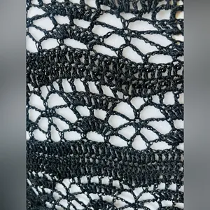 Laura Ashley Black Linen-Blend Crochet Knit Mesh Top thumbnail 5