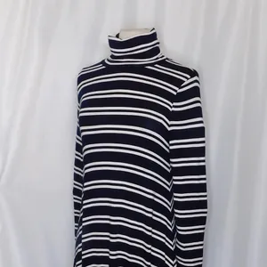 Anthropologie MAEVE Navy Blue White Striped Turtleneck‎ Jersey Knit Dress Small thumbnail 6