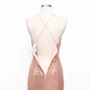 Liv Foster - Rosy‎ Peach Sequin Draped Plunge V-Neck Mini Dress thumbnail 15