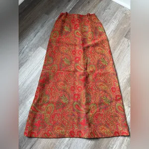 VTG Retro Funky Paisley Floral Patterned Skirt Hippie Boho Red Green Size S 24 thumbnail 2