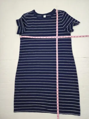 Old Navy Blue Striped Cotton Blend Dress L thumbnail 6
