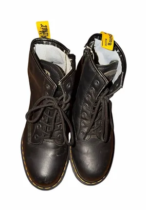 Dr. Martens Black Leather Steel-toe Lace-Up Safety Boots Size 9 thumbnail 1