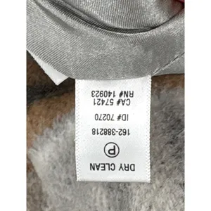 LOFT Womens Large Plaid Wool Blend Coat Stand Collar Full Zip Jacket Gray Brown thumbnail 10