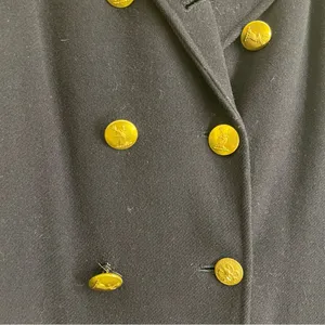 Vintage Navy Wool Pea Coat Red Lining Brass Stag Buttons Double Breasted thumbnail 8