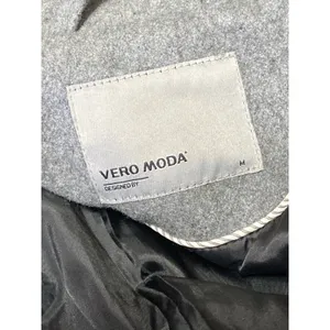 Vero Moda Black Gray Collar Wool Long Sleeve Longlin Trench Coat Jacket Size M thumbnail 4