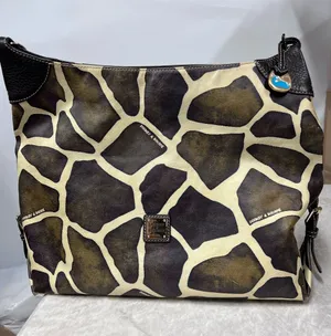 Dooney & Bourke Giraffe-Print Leather Shoulder Bag Brown & Cream strap missing thumbnail 1