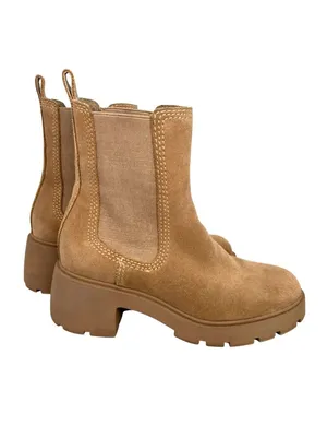 Steve Madden Haylan Suede Chelsea Boots Chunky Lug Sole Beige Tan Size 8 thumbnail 2