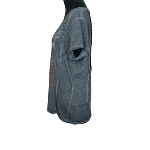 Harley Davidson Women's Size L Large Gray Grey Tee Slash Back Americana Moto thumbnail 3