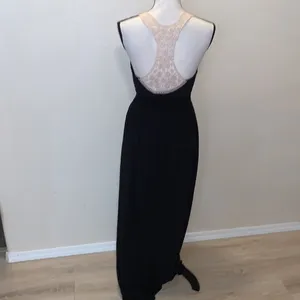 My Michelle black maxi sleeveless beige lace straps evening dress thumbnail 6