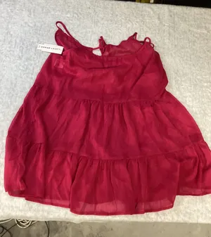 Lucky Brand Pink Tiered Sheer Swim Cover Up Dress Tassel Tie‎ Large 1076033 PNK thumbnail 1