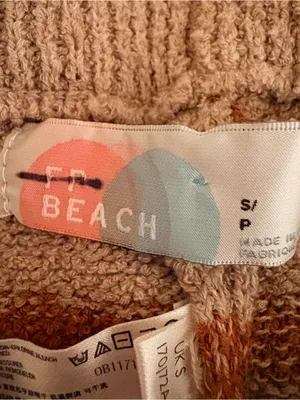 Free People FP Beach Striped Knit Lounge Pants Brown Pink Small thumbnail 3