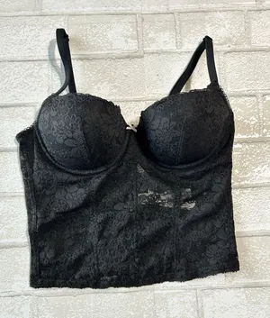 Victoria's Secret Pink Black Lace Corset Bra - Women Intimates Size Small thumbnail 1