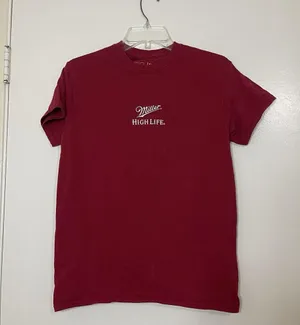 Miller High Life red embroidered crew neck short sleeve tshirt size small thumbnail 1