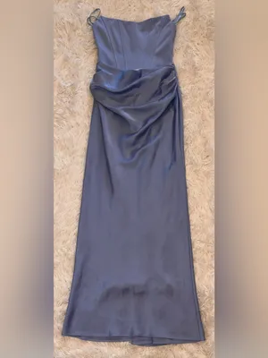 NWOT Betsy & Adam strapless mixed media periwinkle blue gown Sz 8 thumbnail 4